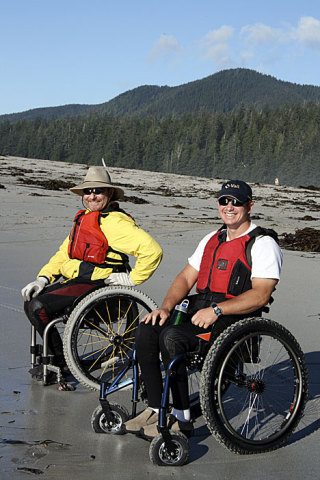 Bob Vogel (l) and Josh Sharpe (r) on the beach of Vancouver Island.