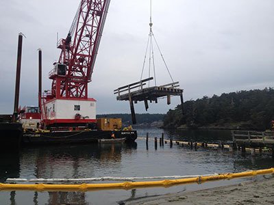 FRIENDS of the San Juans partnered with the Washington State Department of Natural Resources and the Tulalip Tribes to remove creosote pilings and a pier in Barlow Bay off of Lopez Island.