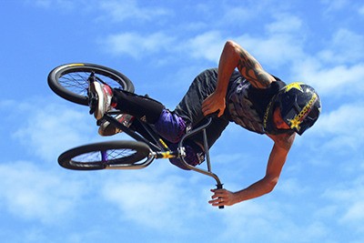 A BMXer in the air at the Retreat.