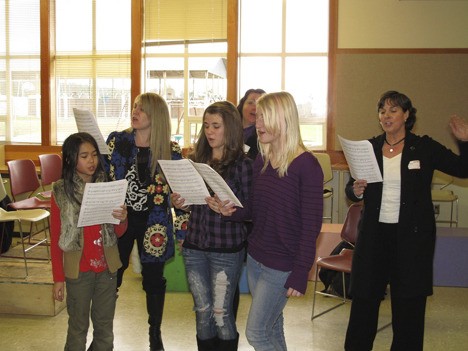 A group of students at Lopez School sing the blues