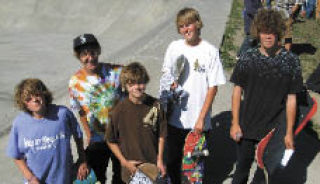 Winners in the advanced category of the skateboard competition. Left to right: Jeff Burwash (fifth place)