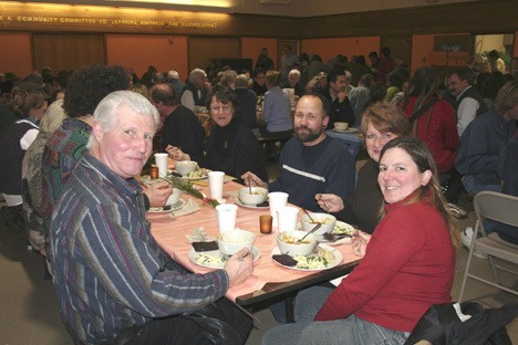 Lopezians enjoying their meal at the first Evening Meal at Lopez School.