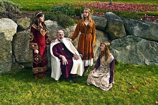 L-R: King Lear and his three daughters
