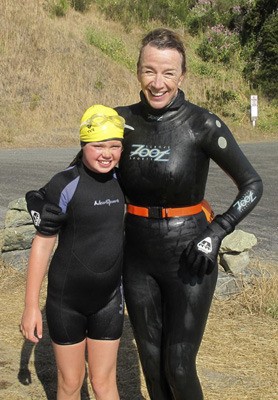 11-year-old 'Safe Swimmer' Kaylee Thornton joins Grandma Robin Bergstrom in a Club 468 Swim
