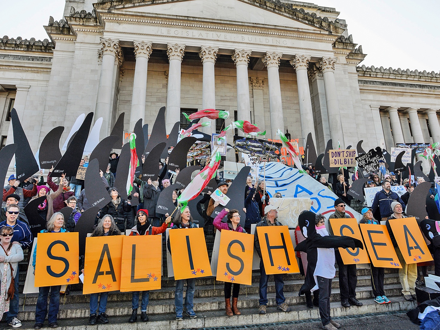 The Salish Sea Stands on Washington state’s capitol steps