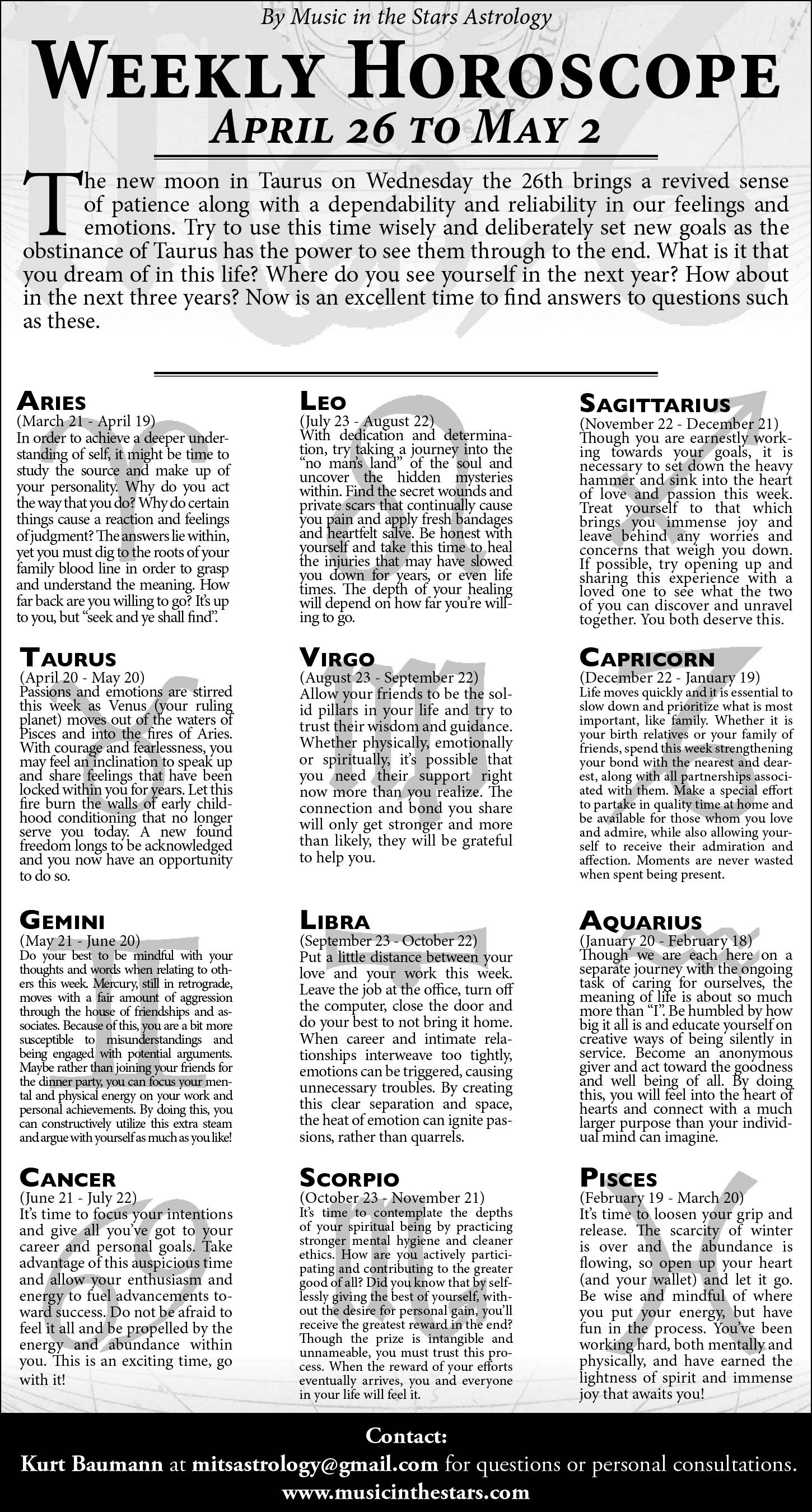 Weekly Horoscope | April 26 – May 2