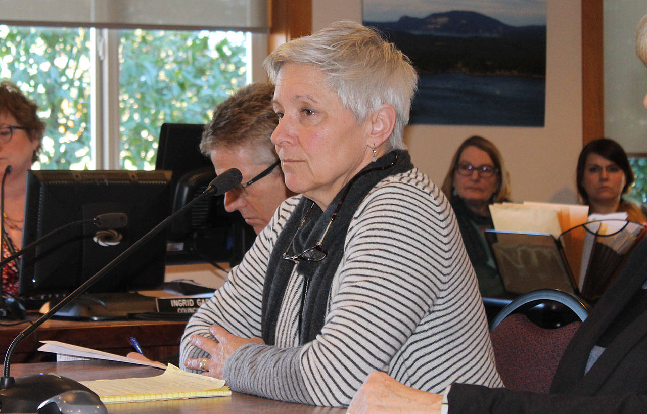 Staff photo/Hayley Day                                At the Jan. 10 San Juan County Council meeting, Christa Campbell, vice chair of the Catherine Washburn Medical Association, presented reasons to put the creation of the Lopez public hospital district to a vote.