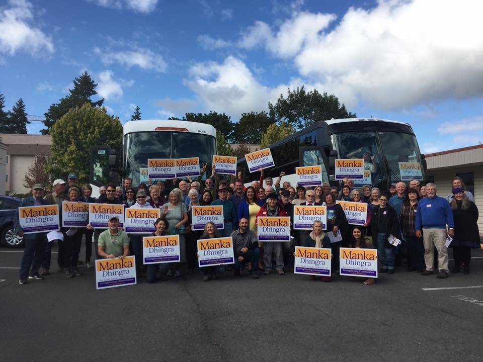 Islanders canvass in Redmond for Manka Dhingra