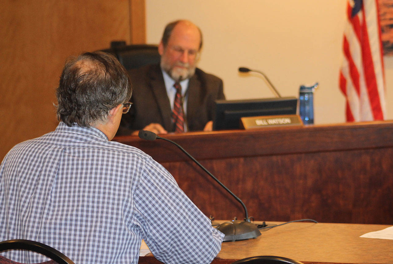 Staff photo/Hayley Day                                San Juan County Land Bank Director Lincoln Bormann requests the approval to purchase the Clure property by the council at the June 6 meeting.