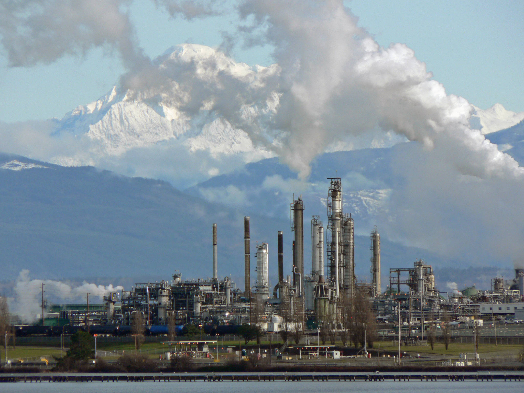 Walter Siegmund, CC BY 2.5/contributed photo                                The Anacortes Marathon oil refinery with Mt. Baker in the background.