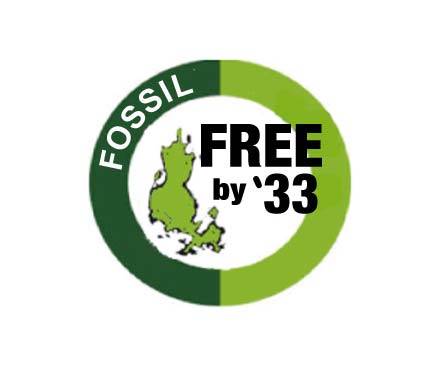 Fossil Free by '33 logo.