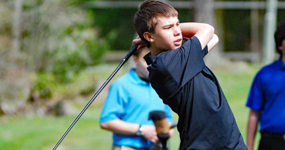 Gene Helfman/ Contributed photo
Derek Cram drives off the sixth tee at the Lopez Golf Course, March 2011.