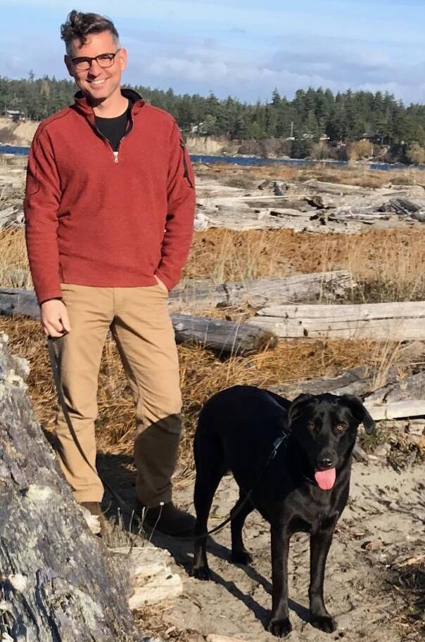Darren Hoerner and his dog, Mika.