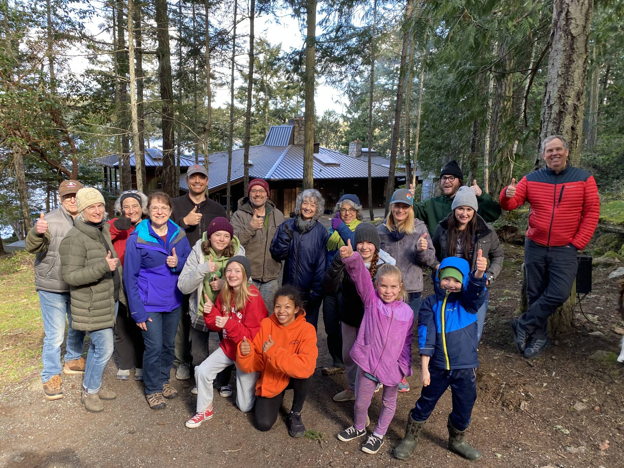 Contributed photo
The new roof and the volunteers who were out on Canoe Island to prepare the facility.