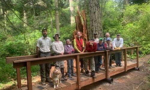 Contributed photo by San Juan County
Volunteers rebuild bridge at Odlin Park.