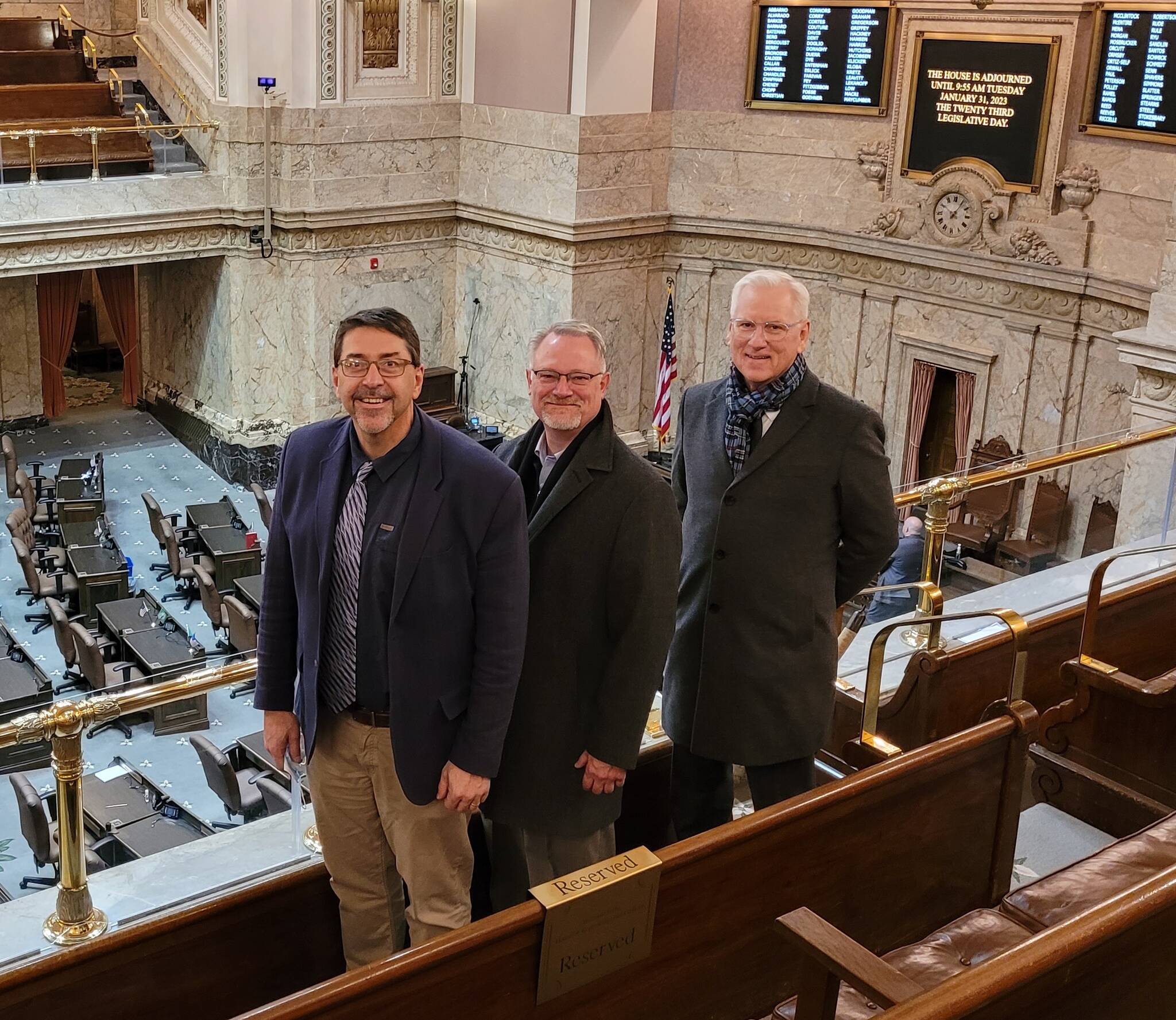 Contributed photo by Eric Webb
Fred Woods, Eric Webb and Ed Murray in the state capital.