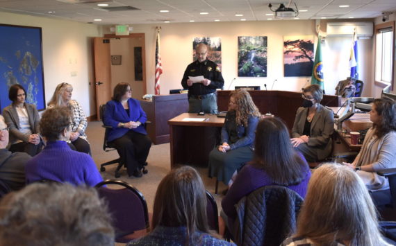 Kelley Balcomb-Bartok \ Staff photo
Several San Juan County elected officials held an informal meet and greet with the public in the County Council chambers in Friday Harbor Saturday, Jan. 28.