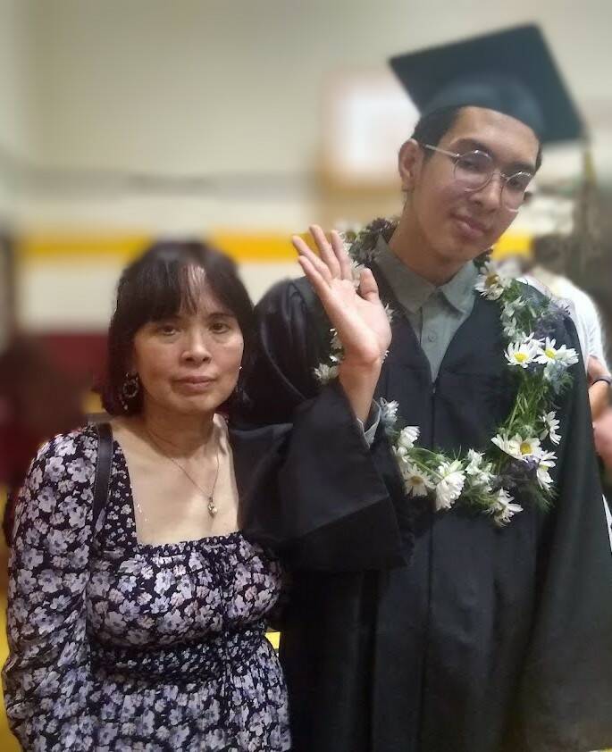 Contributed photo by Tom Cowan
Juan Anthony Velasquez with his mother, Lilibeth Samuel.