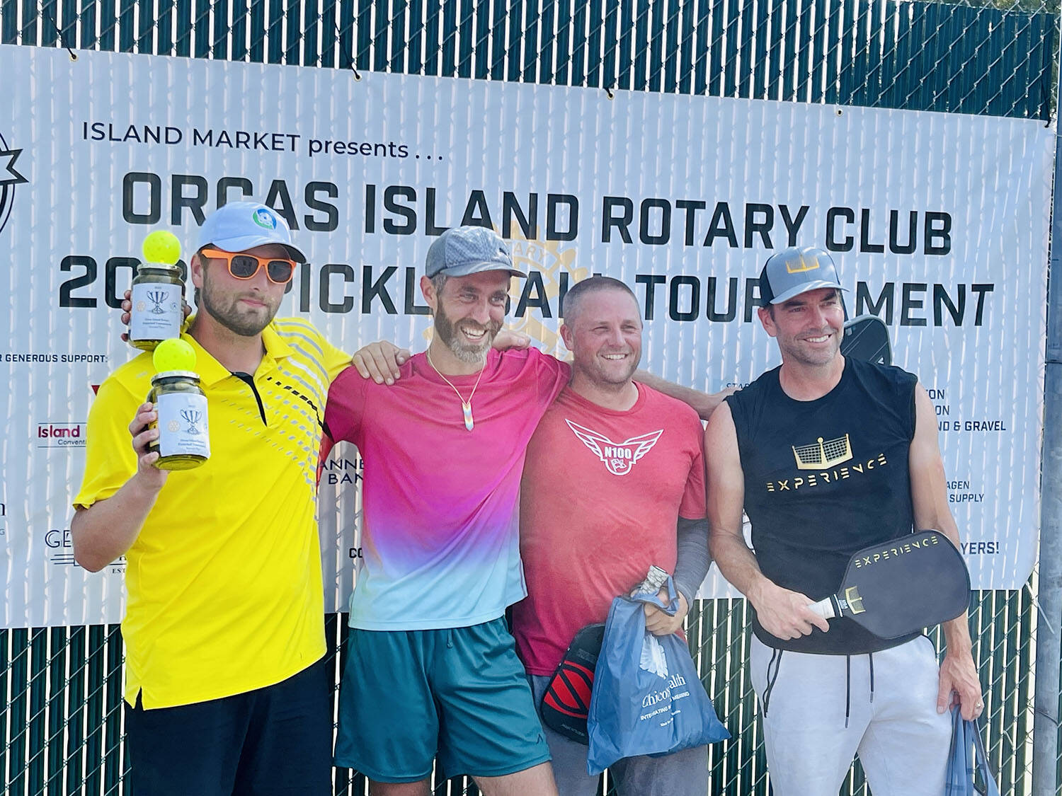 Group A Men’s Doubles finishers: Michael Harlow and Valerie Alexandov (second place), and Nigel Oswald and Jemuel Morris (first place)/CONTRIBUTED PHOTO