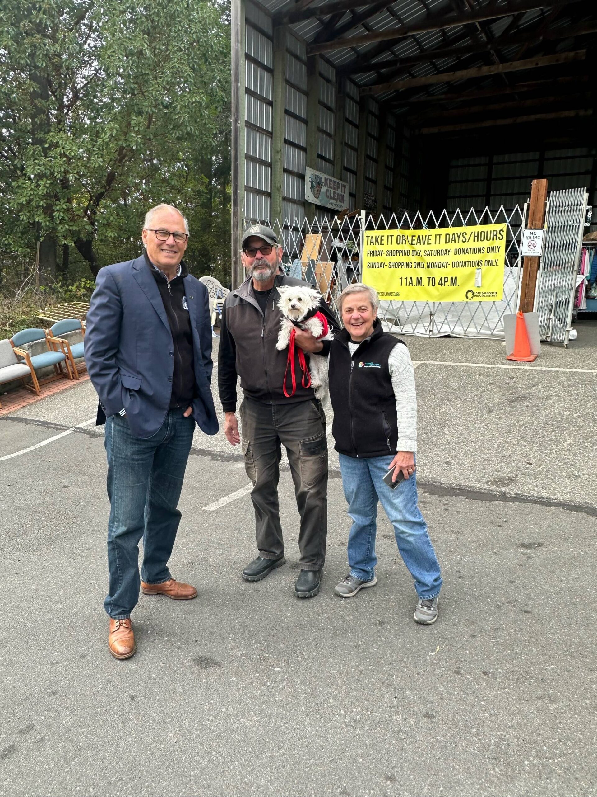 CONTRIBUTED PHOTO
Governor Inslee, District Manager Ric Carr and Board Chair Pam Stewart at Take It or Leave It