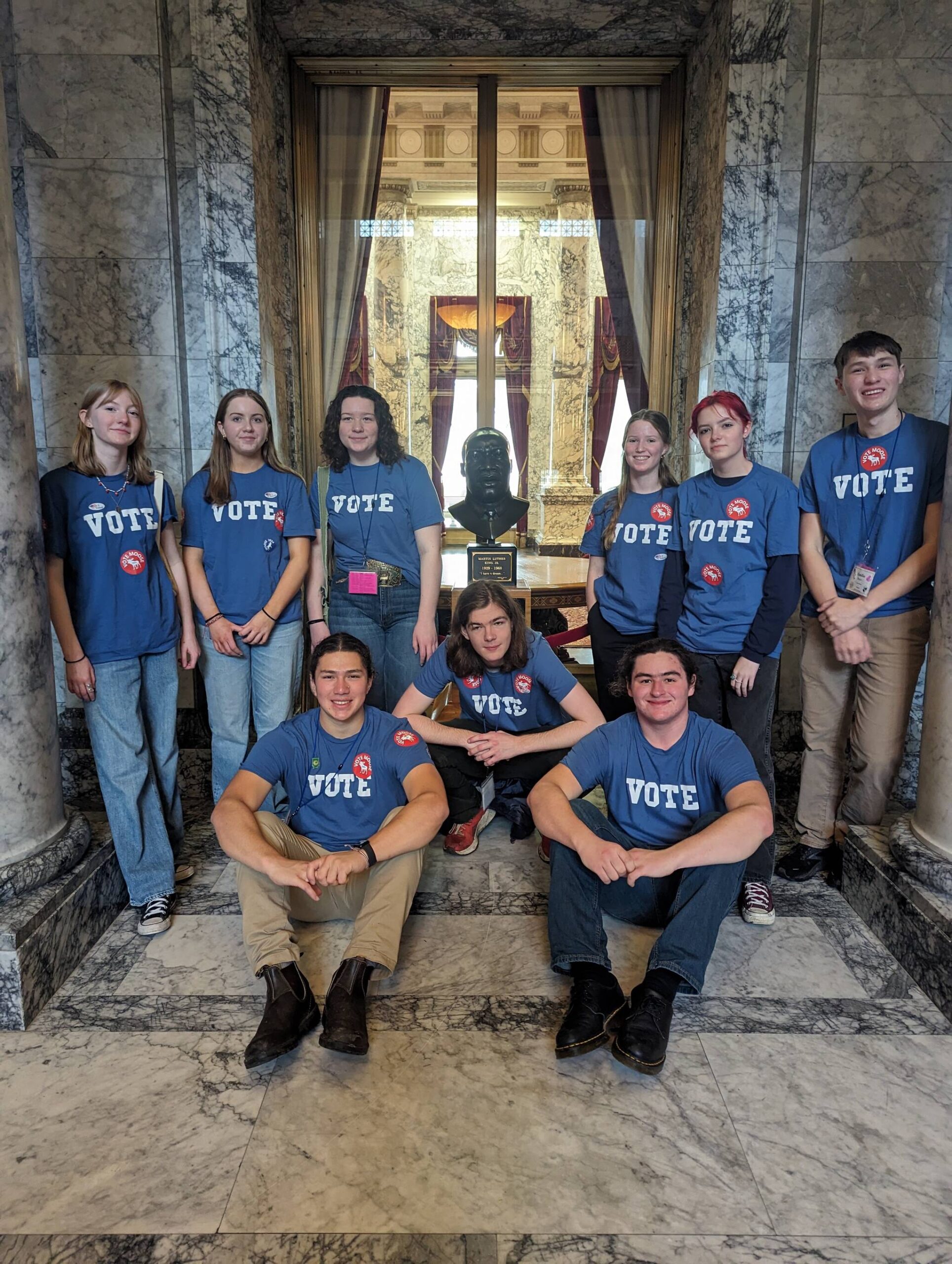 Contributed photo.
Back row, left to right: Sylvia Johnson, Wren Ontjes-DeGroot, Betty Burt, Solianna Halabisky, Mira Johnson and Emillio Bayas. Front row, left to right: Elian Bayas, Will Stephens and Moose Kinsey.