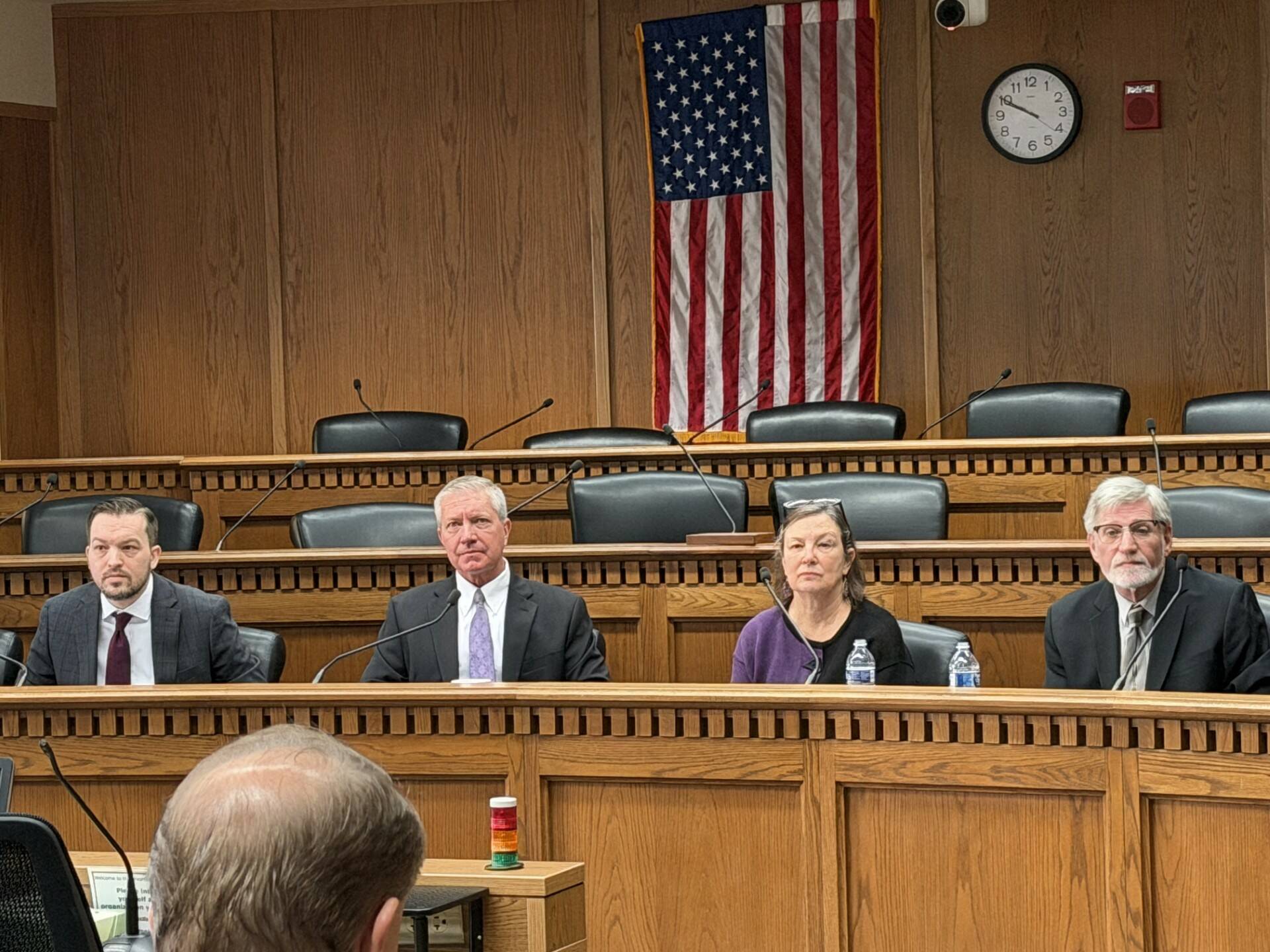 Cassie Diamond photo.
L-R: Rep. Travis Couture, Sen. Chris Gildon, Sen. June Robinson and Rep. Timm Ormsby speak during the general fund budget panel at the 2026 legislative session preview Jan. 9.