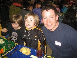 Isaac and Dan and Ananda at the Men's Lunch.