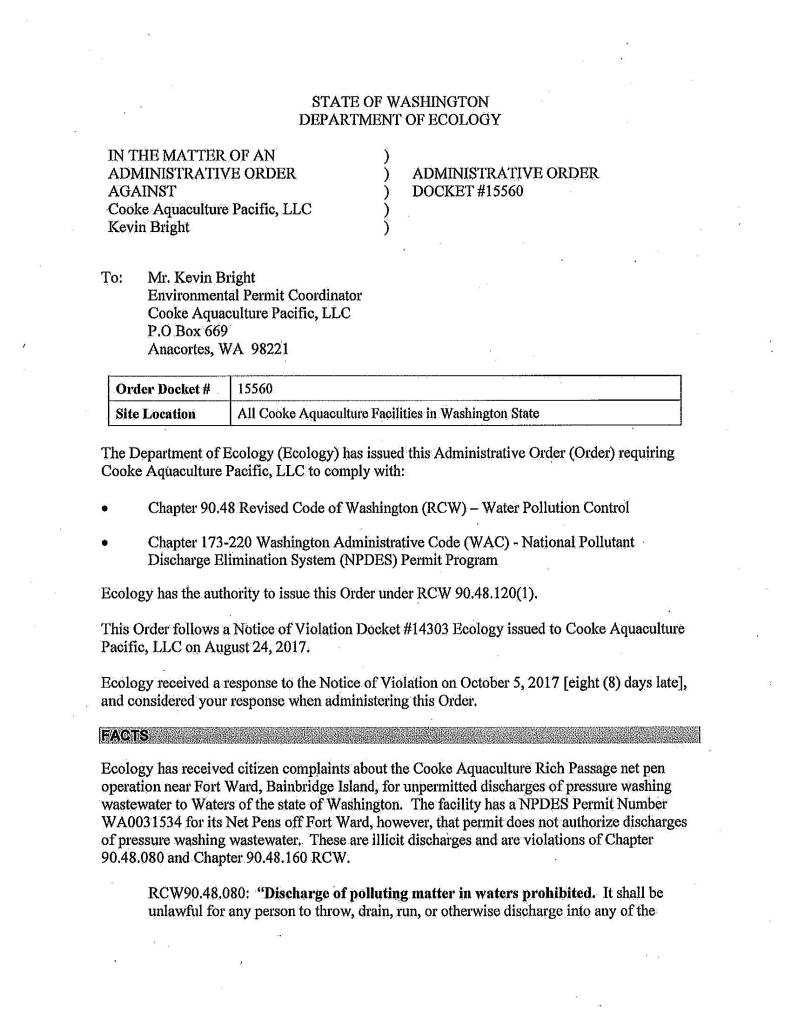 Cooke Aquaculture fined for water quality violations at net pen facility