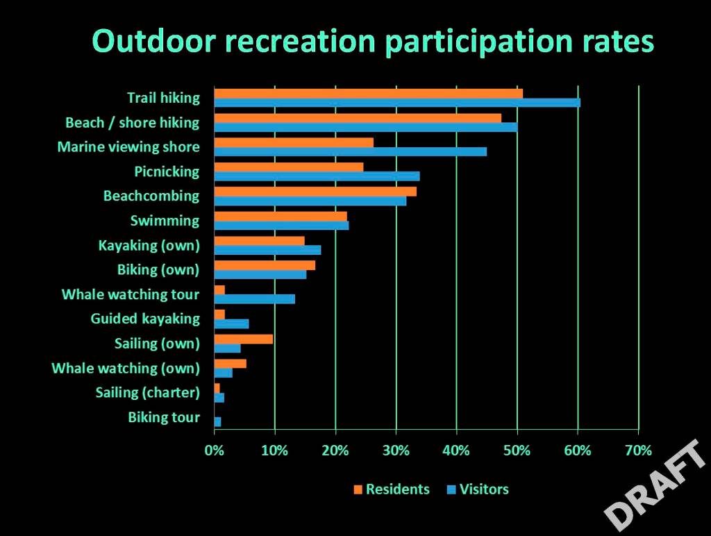 Contributed image/San Juan County                                This chart shows the various outdoor recreation activities visitors said they participated in on the island.