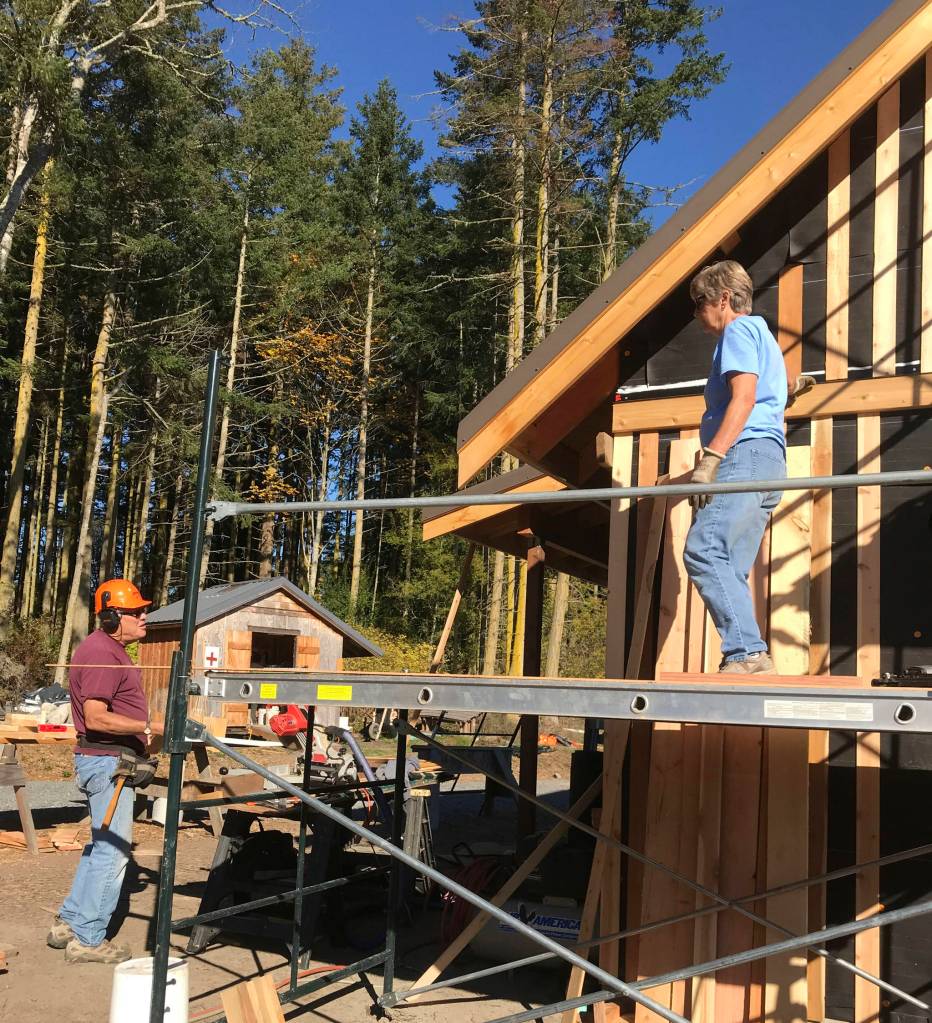 Contributed photo/Sandy Bishop                                Lopez Community Land Trust volunteers Mary and Clark participate in the 2018 Salish Way project.