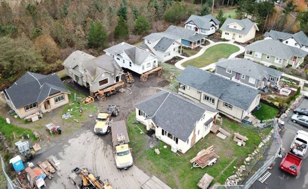 Contributed photo/Sandy Bishop                                Lopez Community Land Trust volunteers Jim and Tom help with the organizations 2018 Salish Way project.                                Contributed photo/San Juan Community Home Trust                                The final homes are added to the home trusts Sunrise II neighborhood on San Juan.