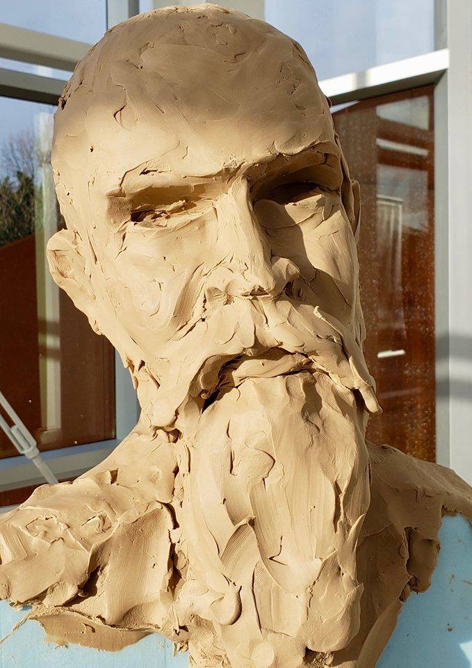 Contributed photo/SJIMA                                The face of the statue as it is sculpted.