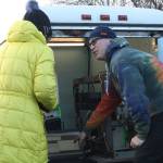 Staff photo/Hayley Day                                Will Wallace, with the state department of ecology, trains another staff member Jenny Li to maintain the temporary monitor.