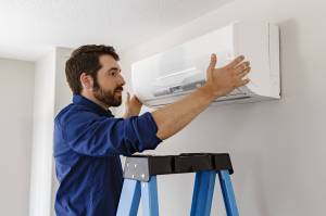 Contributed photo/OPALCO                                Ductless heat pump unit in a living room.
