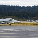 An EA-18G Growler taxis down the airstrip on Naval Air Station Whidbey Island during the squadron’s welcome home ceremony in August 2017. (U.S. Navy photo by Mass Communication Specialist 2nd Class Scott Wood/Contributed photo)