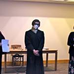 Tate Thomson/Staff photo
(L to R) Cindy Wolf, San Juan County Superior Court Judge Katheryn Loring and Christine Minney after the swear-in on Dec. 29.