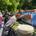 Edee Kulper photo
Islanders paying tribute to the totem.