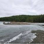 Contributed photo by Friends of the San Juans
Jakles Lagoon on San Juan Island, where the king tides have breached all three lagoons. These lagoons typically have a full bar of sand separating them from the ocean, with a little stream of water going from the lagoon into the ocean.