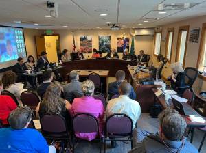 Contributed photo by the Washington State Transportation Commission
The Washington State Transportation Commission met in Friday Harbor June 21-22. Their monthly meeting included presentations by the Town of Friday Harbor, San Juan County Council and Staff, the Port of Friday Harbor, Lopez Port Authority, Island Air Ambulances, Kenmore Air, and public comment from concerned citizens.