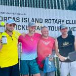 Group A Men’s Doubles finishers: Michael Harlow and Valerie Alexandov (second place), and Nigel Oswald and Jemuel Morris (first place)/CONTRIBUTED PHOTO