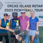 Group B Women’s Doubles finishers: Donna Laslo and Rosedanie Cadet (second place), and Barb Skotte and Monica Connell (first place)/CONTRIBUTED PHOTO