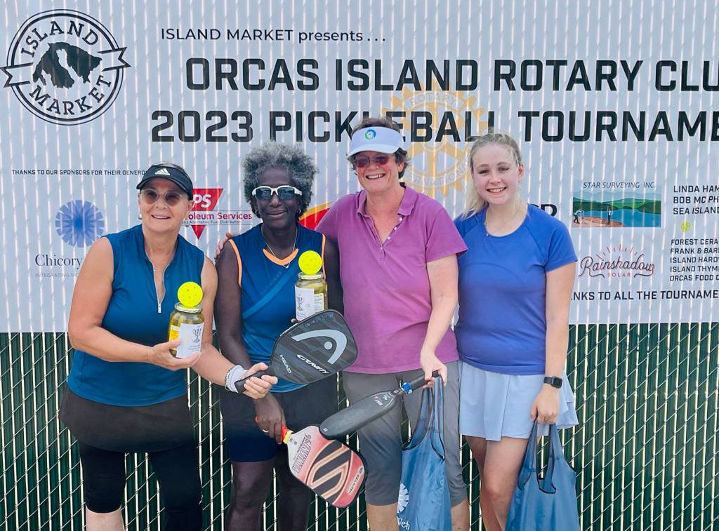 Group B Women’s Doubles finishers: Donna Laslo and Rosedanie Cadet (second place), and Barb Skotte and Monica Connell (first place)/CONTRIBUTED PHOTO
