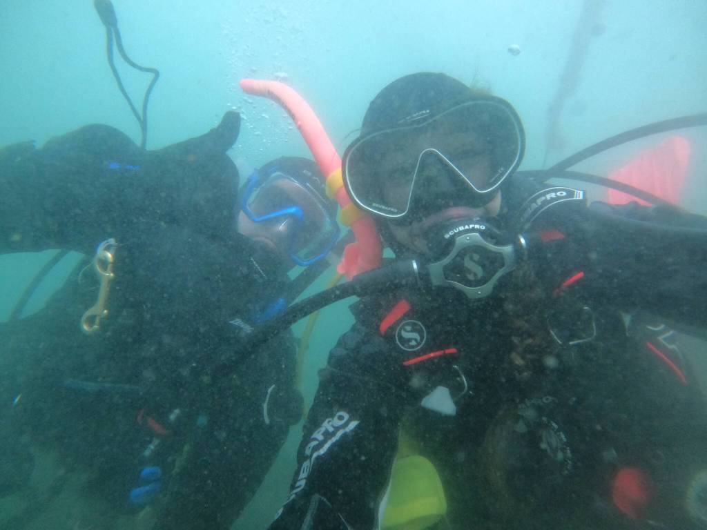Contributed photo
Charlie Donahue and Jennie De LaCruz performing a dive to deploy a pH and temperature sensor in a kelp bed.