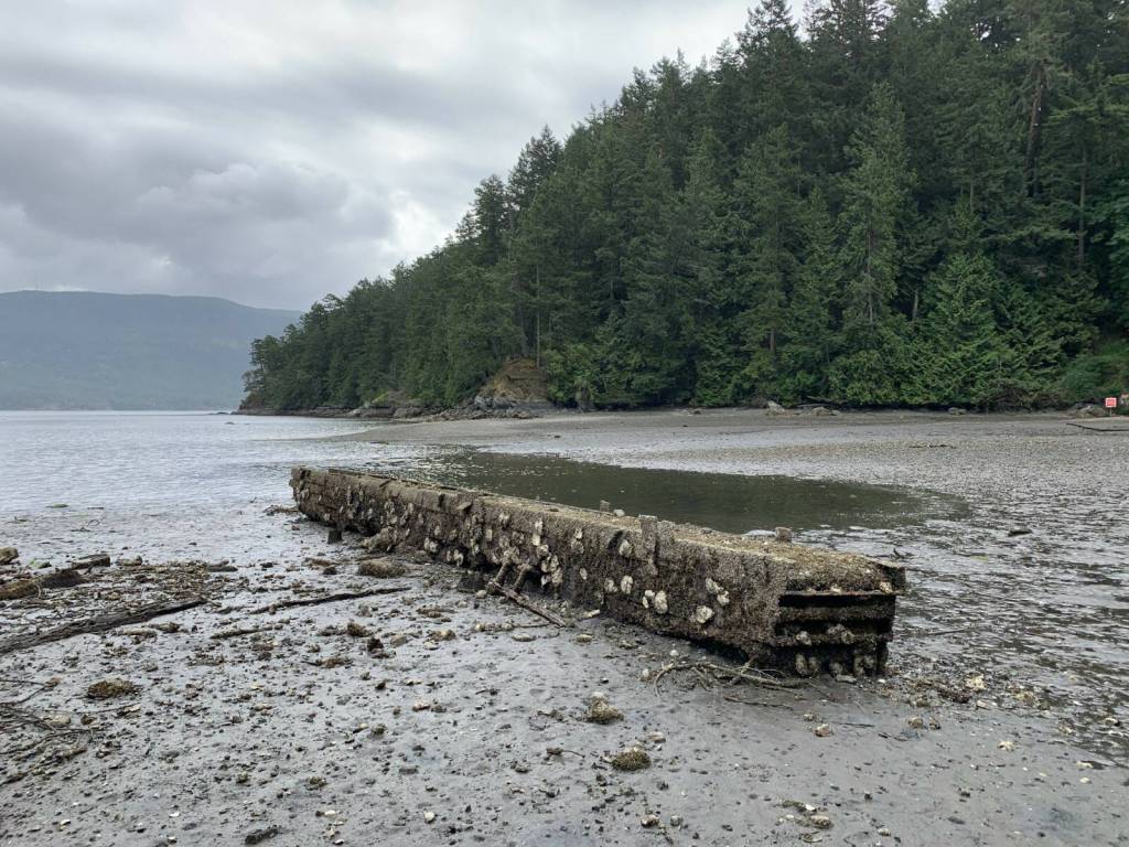 A derelict concrete structure located offshore of the San Juan Conservation Land Banks Judd Cove Preserve on Orcas Island