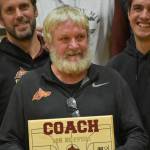 MR being recognized by the school and former athletes.