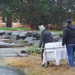 Contributed photo
Wolf Hollow staff carry Juniper to her release point.
Contributed photo
Wolf Hollow staff carry Juniper to her release point.