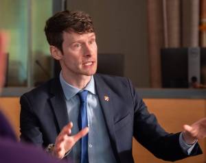 Rep. Greg Nance, D-Bainbridge, answers a question during a town hall meeting at Bremerton on Jan. 18. Nance island-hopped throughout different island communities to hear their concerns and stories.