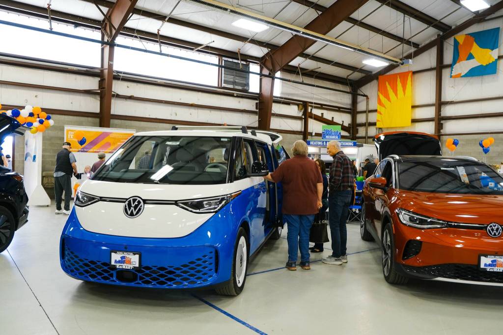 Volkswagon electric vehicles on showcase for co-op members to check out the latest in electric vehicle technology. Contributed photo.