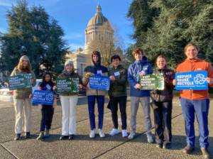 Contributed photo.
Since 2023, Friends of the San Juans has traveled annually to Olympia with Friday Harbor High School Eco Club students to advocate for the Recycling Reform Act alongside 40th District legislators.