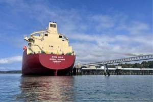 David Stalheim photo. A vessel docks at the Ferndale Terminal, where 33 fossil fuel expansion projects  including 31 that were completed without permits  are now the subject of a legal appeal led by a regional environmental coalition.